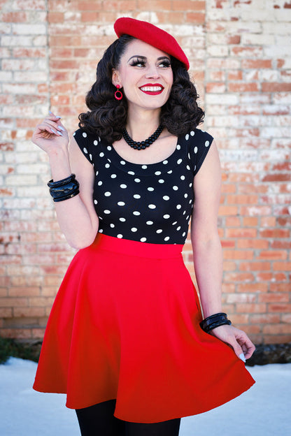 Polka Dots Boat Neck Top - - Shirts & Tops