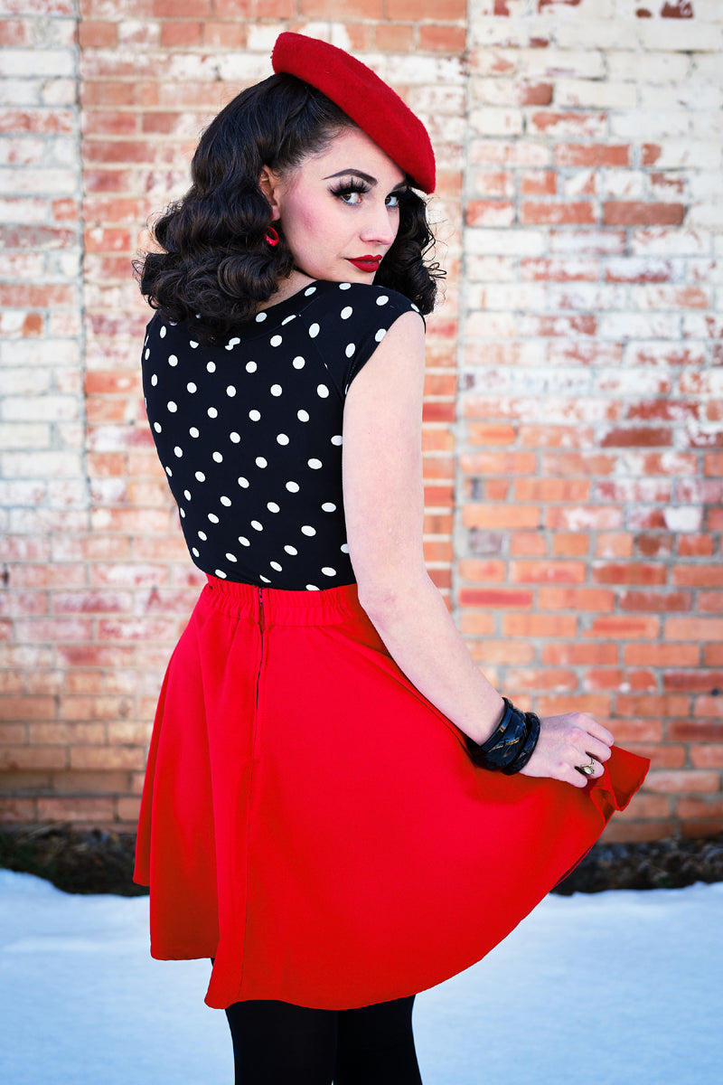 Polka Dots Boat Neck Top - - Shirts & Tops