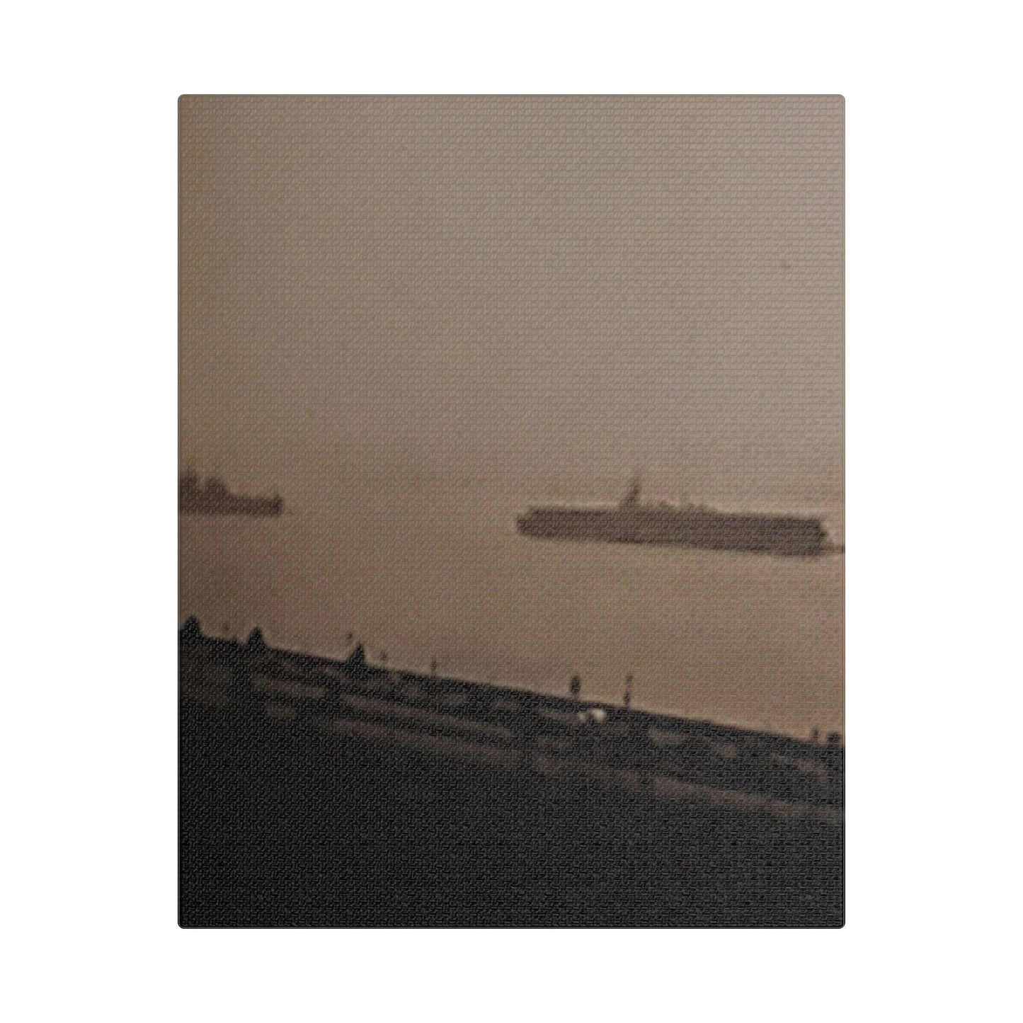 Navy Day New York October 27th 1945 War Ships Satin Canvas, Stretched