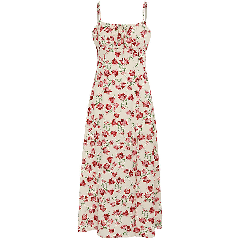 French Vintage Floral Strap Dress - L24149 L - dress