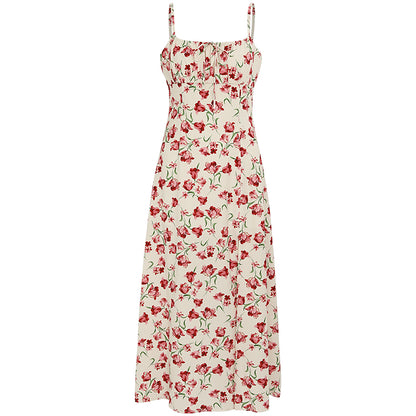 French Vintage Floral Strap Dress - L24149 L - dress