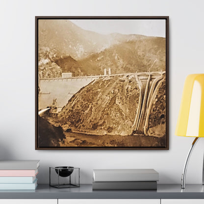 Back View Morris Dam Spillway Gallery Canvas Wraps Square Frame 30″ x 30″ 1.25" Walnut