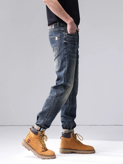 Men's Washed Straight Leg Jeans - -