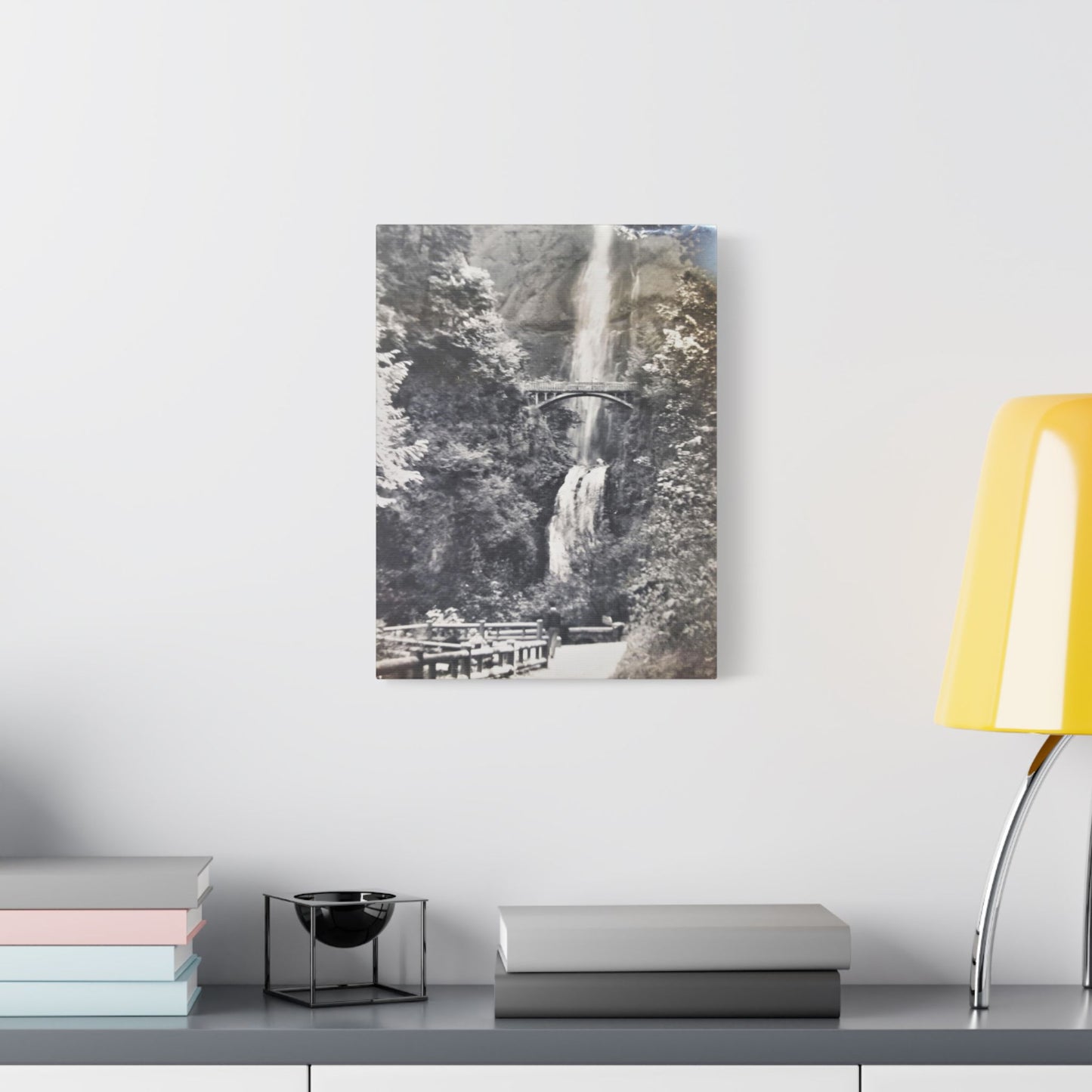 Multnomah Falls Oregon Satin Canvas, Stretched