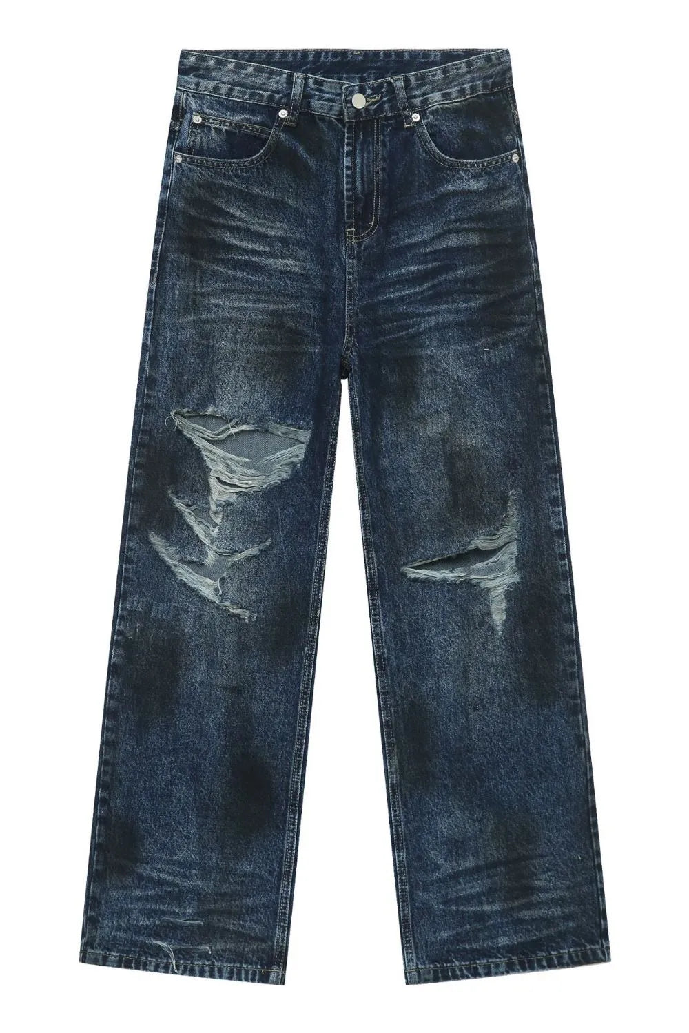 Men's Distressed Jeans with Pockets - -