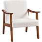 Mid Century Ivory Accent Chair With Wood Legs Boucle Upholstery- ShipItFurniture- {{Product type}}