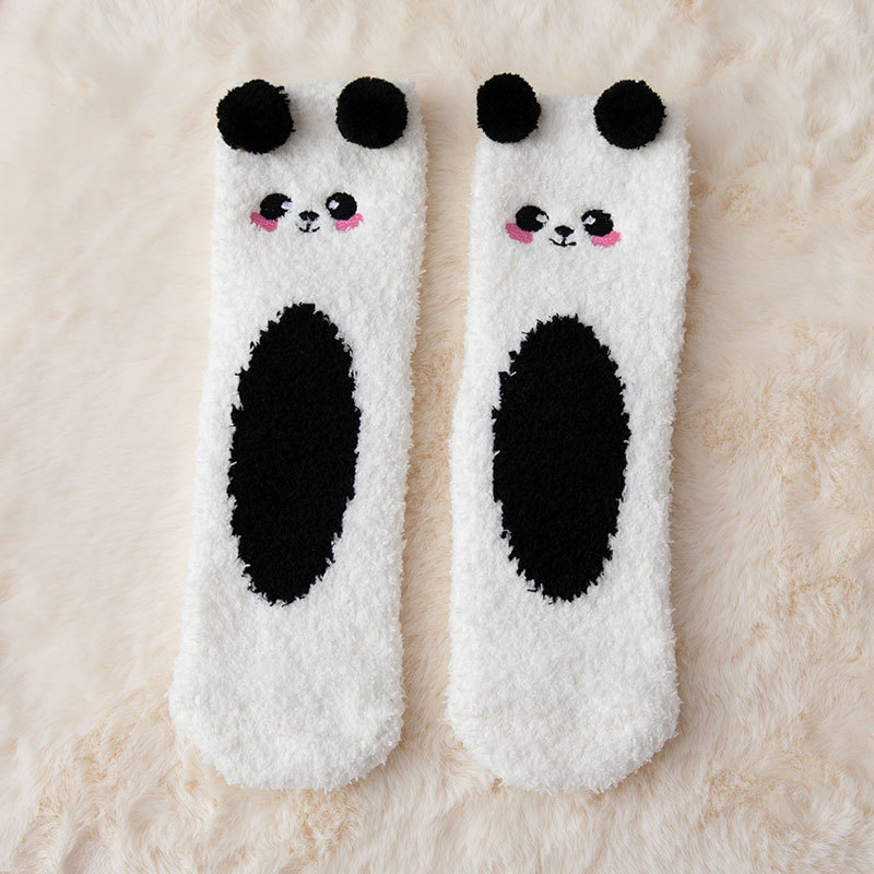 Cartoon Coral Fleece Warm Socks - White One size - socks