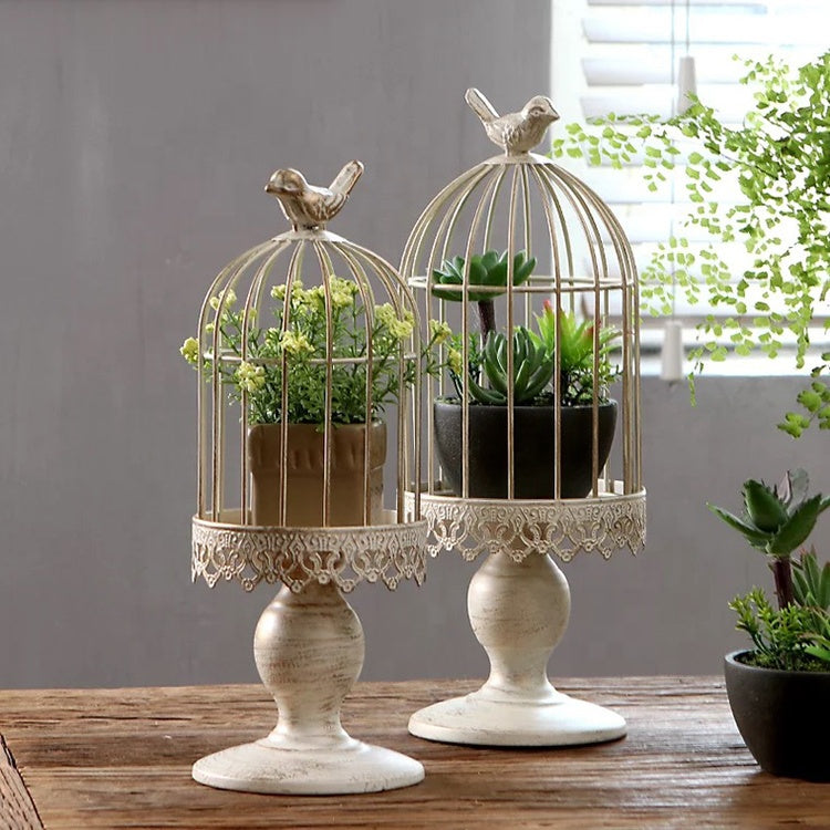 Retro Iron Table Decoration Bird Cage Candlestick Large Size