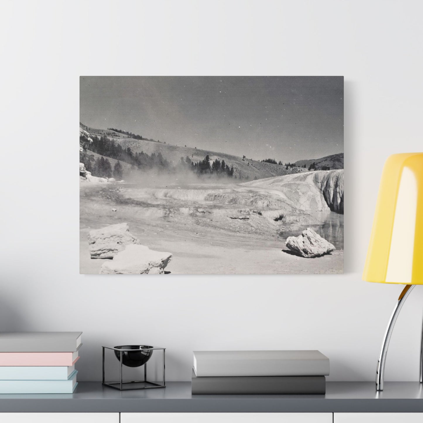 Mammoth Hot Springs Satin Canvas, Stretched