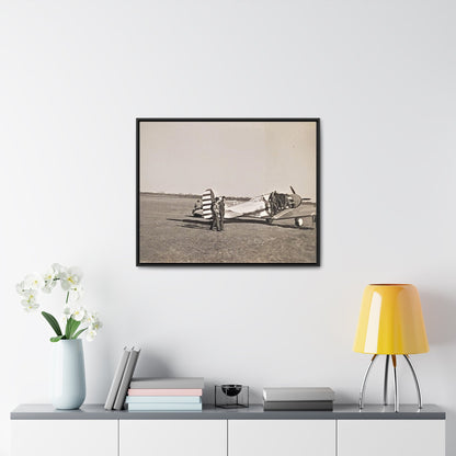 Army Pursuit Plane Ames Airport 1939 Gallery Canvas Wraps, Horizontal Frame 30″ x 24″ Black 1.25"