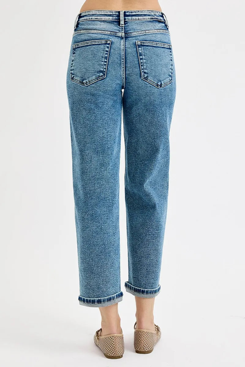 RISEN Full Size High Rise Crop Boyfriend Jeans Plus Size - - jeans
