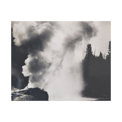 Riverside Geyser Yellowstone Satin Canvas Stretched