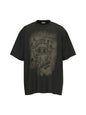 Men's Cartoon Character Graphic Oversized T-Shirt - Black Gray - T-Shirt