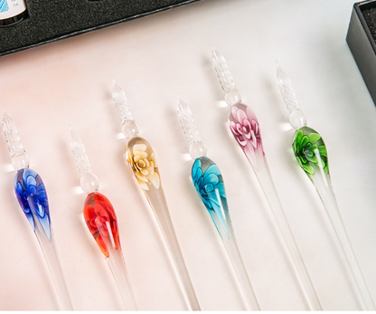 Artisan Glass Pen & Gold Ink Collection - - glass pen