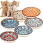6-Count Bright Ceramic Cat Bowls - Easy Clean Shallow and Wide - 2-Color - bowls