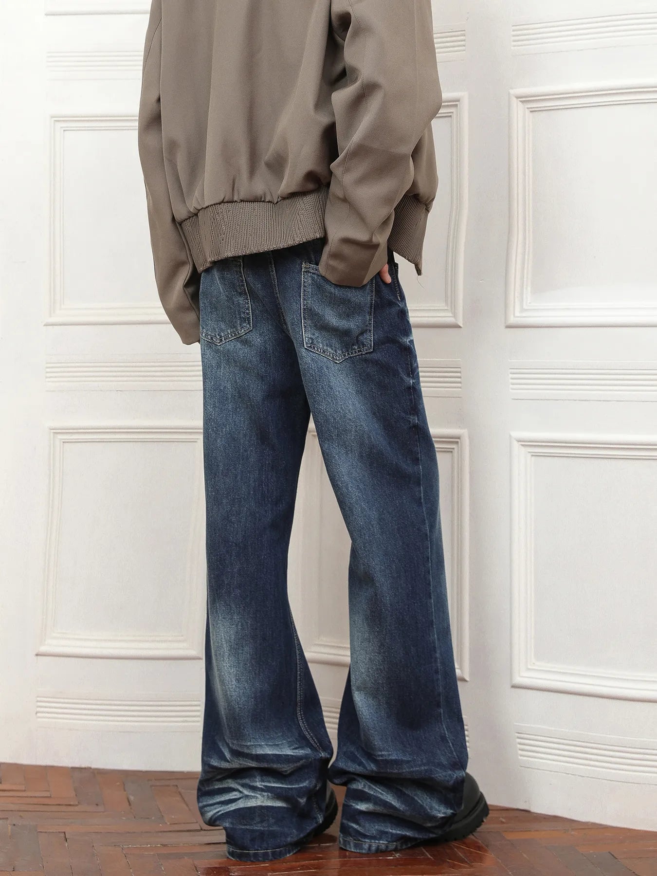 Men's Full Size Wash Loose Fit Jeans Plus Size - -