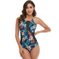 Sporty Mesh Halter Swimsuit - Green M - swimwear