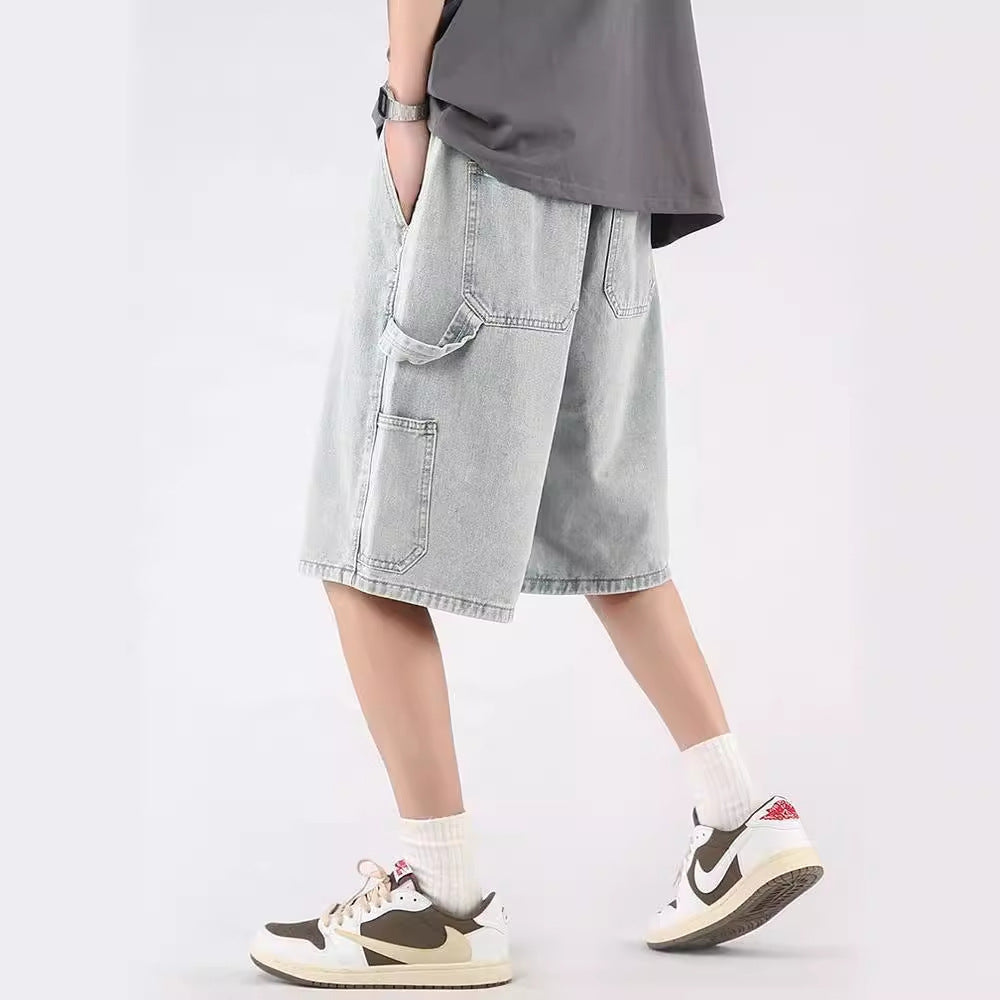 Mens Denim Shorts - Vintage Wash Summer Style - - jeans