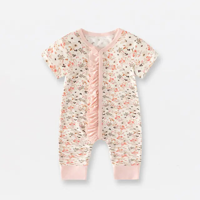 Bamboo Fiber Baby Zippered Romper cream pink 6-12M 73cm