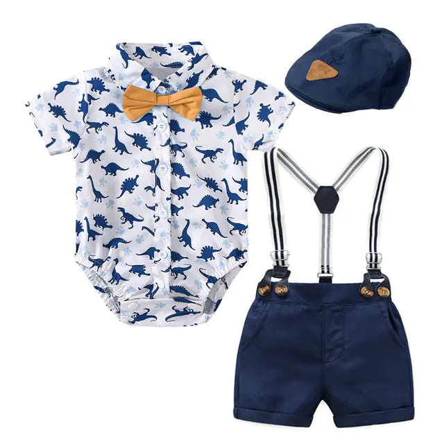 Baby Boy Outfit Set - white blue brown Newborn - baby clothes