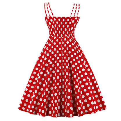 Slim Fit Polka Dot Cami Dress - - dress
