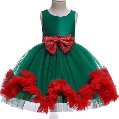 Baby Girls Flower Striped Dress Green Red 6T