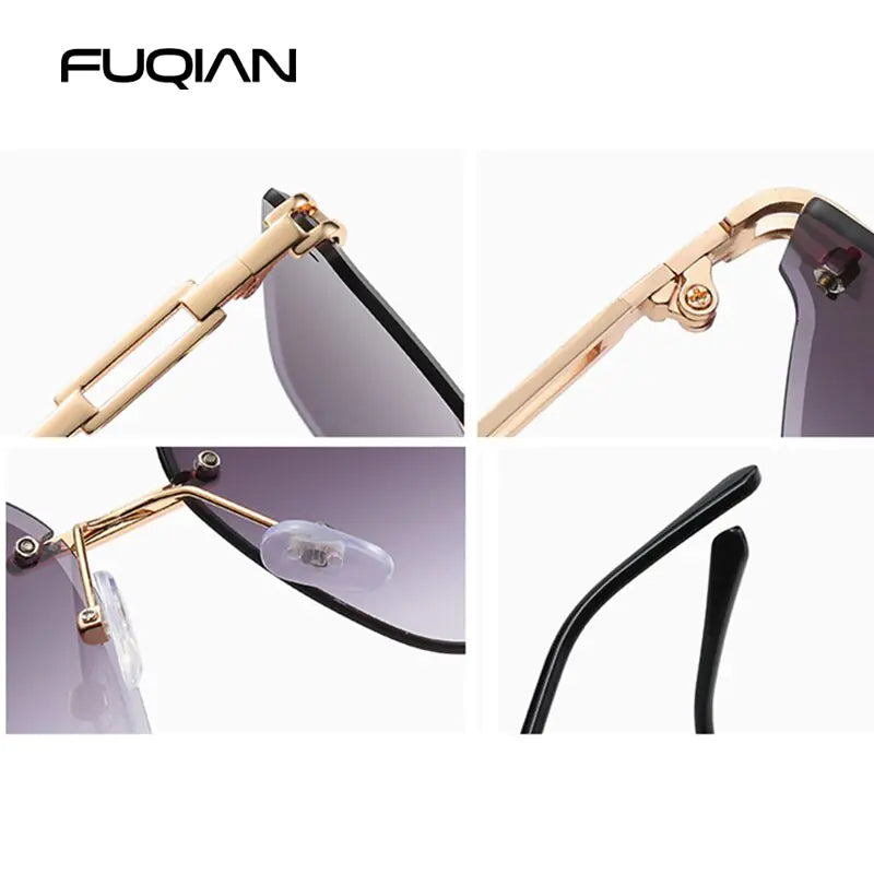 UV400 Cat Eye Sunglasses Frameless Kia Day Design