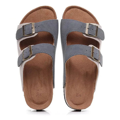 Genuine Leather Cork Sandals - Beige Grey 43 - sandals