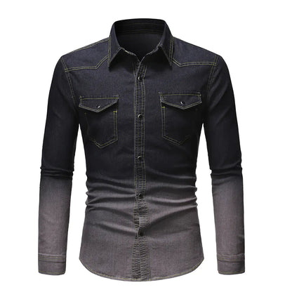 Men's Gradient Denim Long Sleeve Shirt - Kia Day Design