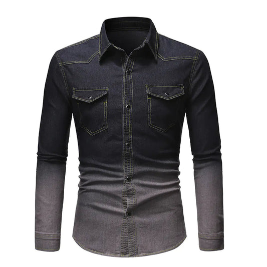 Men's Gradient Denim Long Sleeve Shirt - Kia Day Design