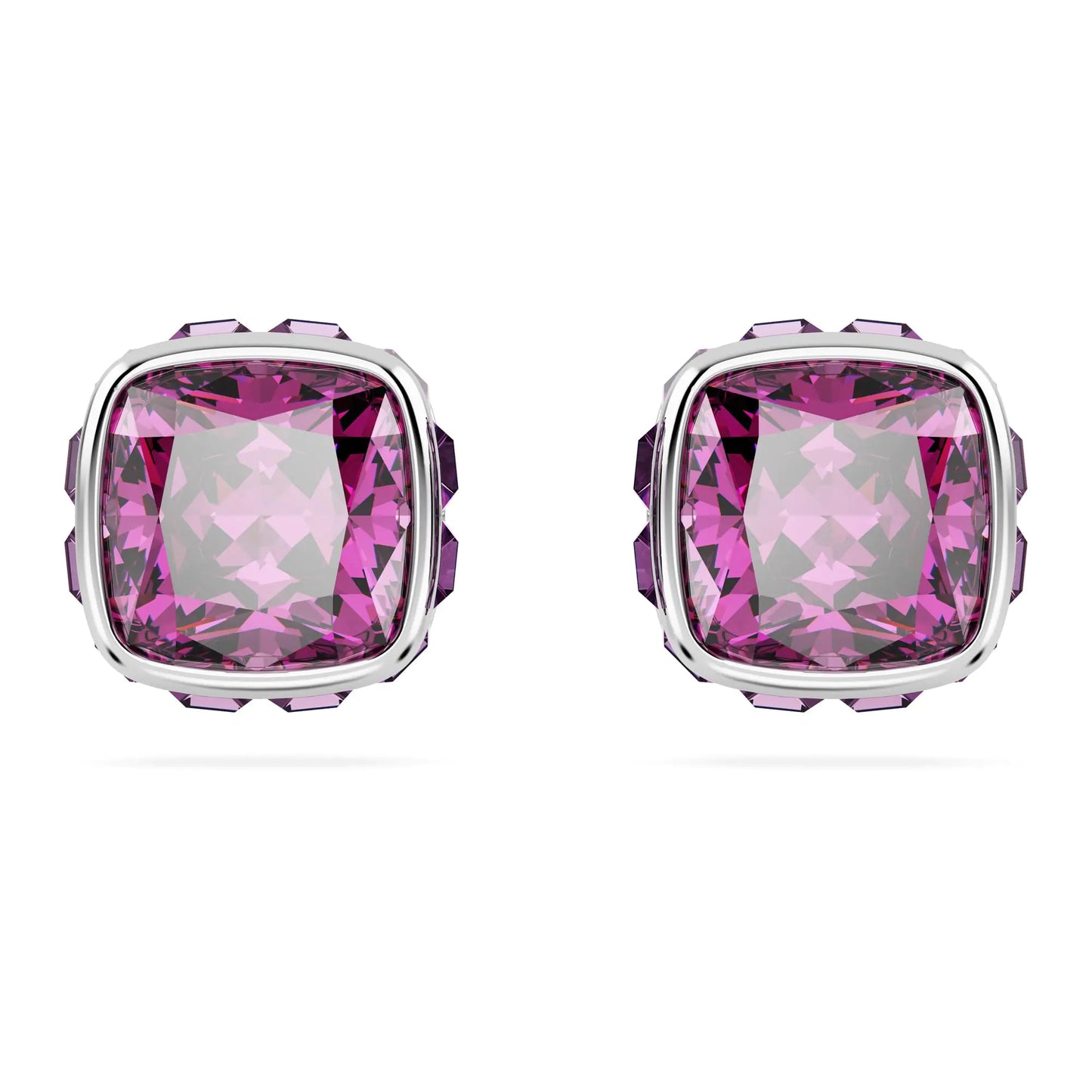 Swarovski February Birthstone Stud Earrings Purple Square-Cut Stone and Crystals in a Rhodium-Finished Setting Part of the Swarovski Birthstone Collection