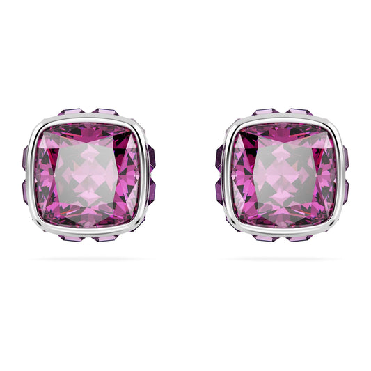 Swarovski February Birthstone Stud Earrings Purple Square-Cut Stone and Crystals in a Rhodium-Finished Setting Part of the Swarovski Birthstone Collection