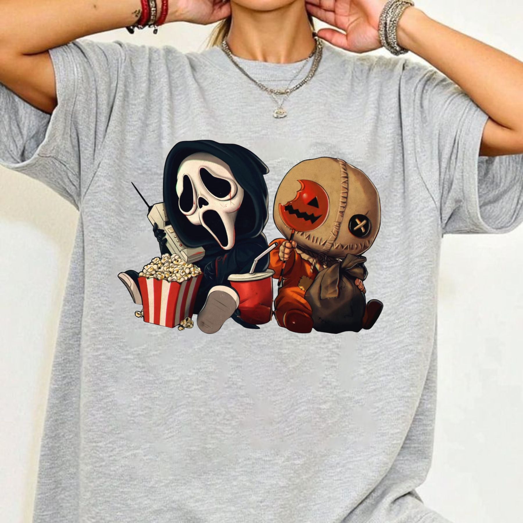 "Mini Halloween Popcorn" T-shirt - Cute Unisex Holiday Tee, Spooky Season Apparel - - T-Shirt