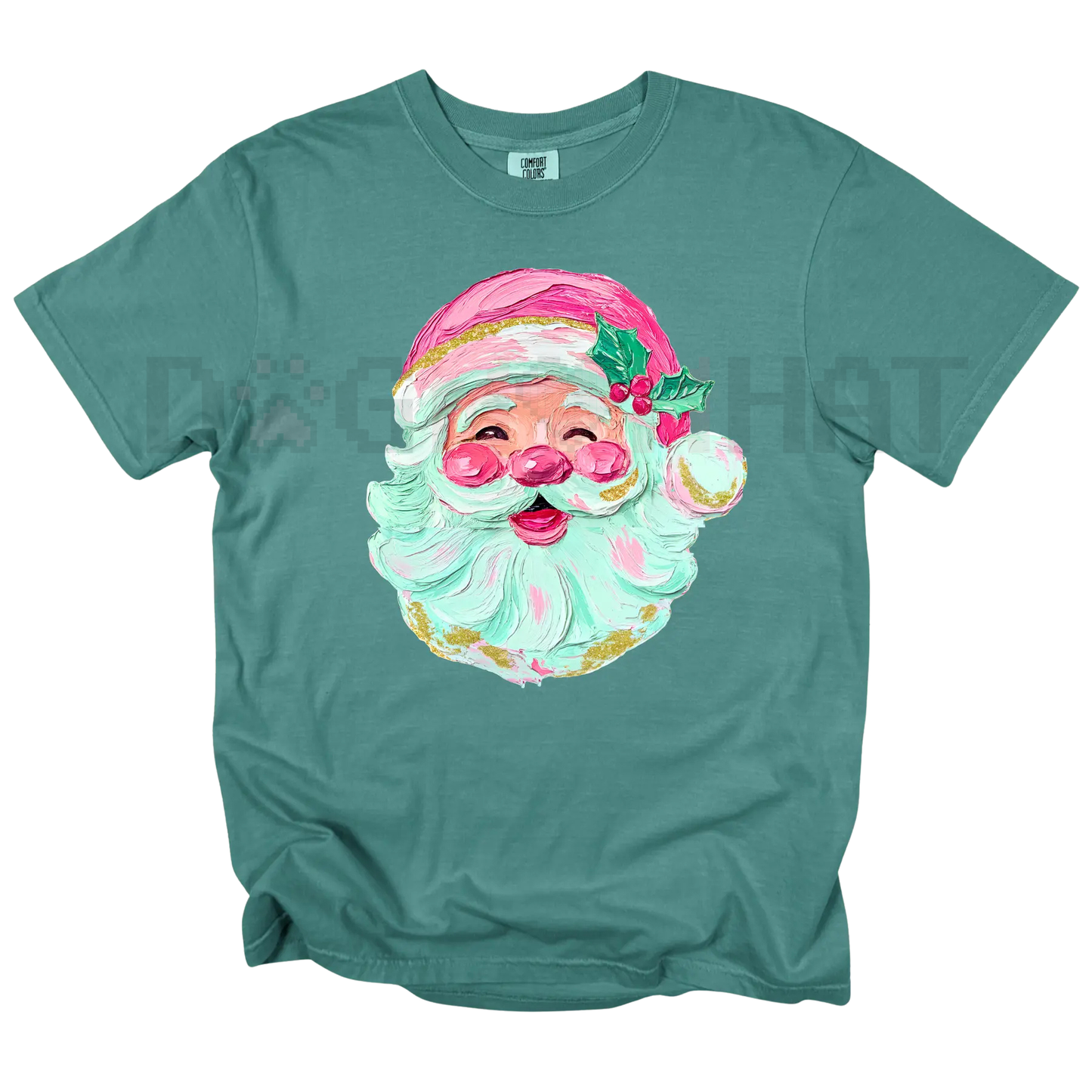 Pink Painted Santa Comfort Colors® T-Shirt – Unique Christmas Holiday Tee - - T-shirt
