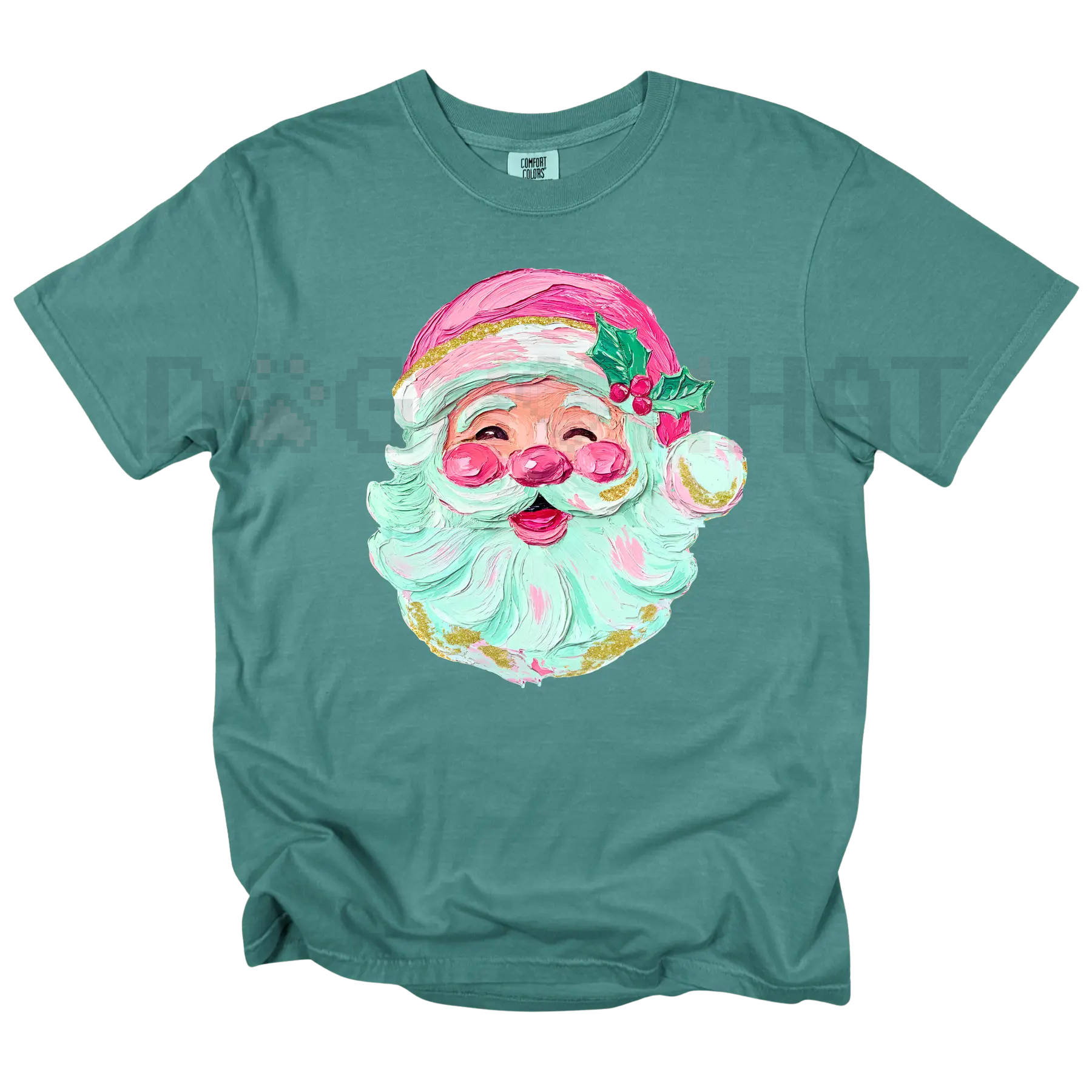 Pink Painted Santa Comfort Colors® T-Shirt – Unique Christmas Holiday Tee - - T-shirt