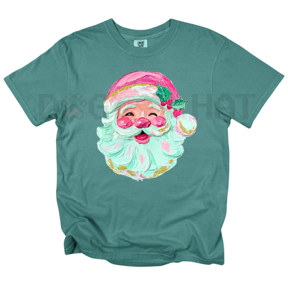 Pink Painted Santa Comfort Colors® T-Shirt – Unique Christmas Holiday Tee - - T-shirt