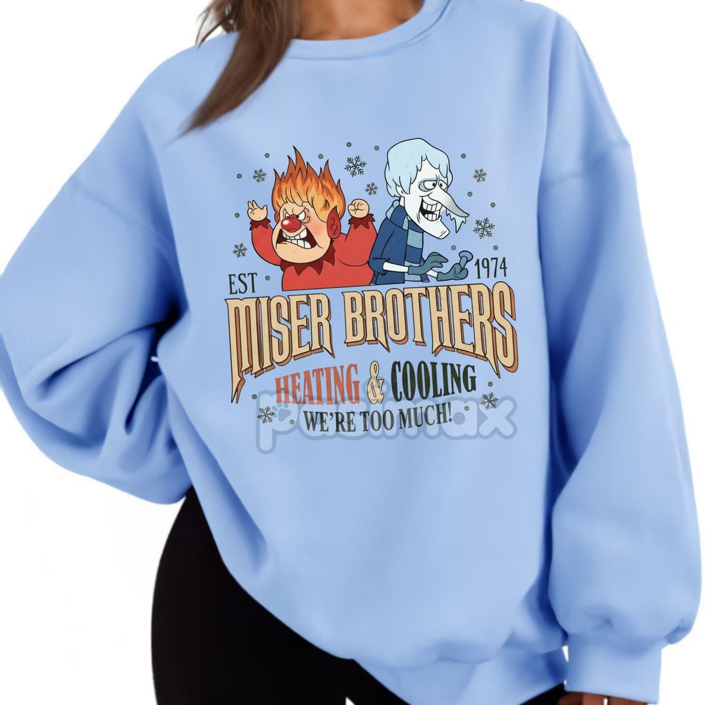 Cartoon Graphic Print Crewneck Vintage Sweatshirt - Light Blue - Sweatshirt