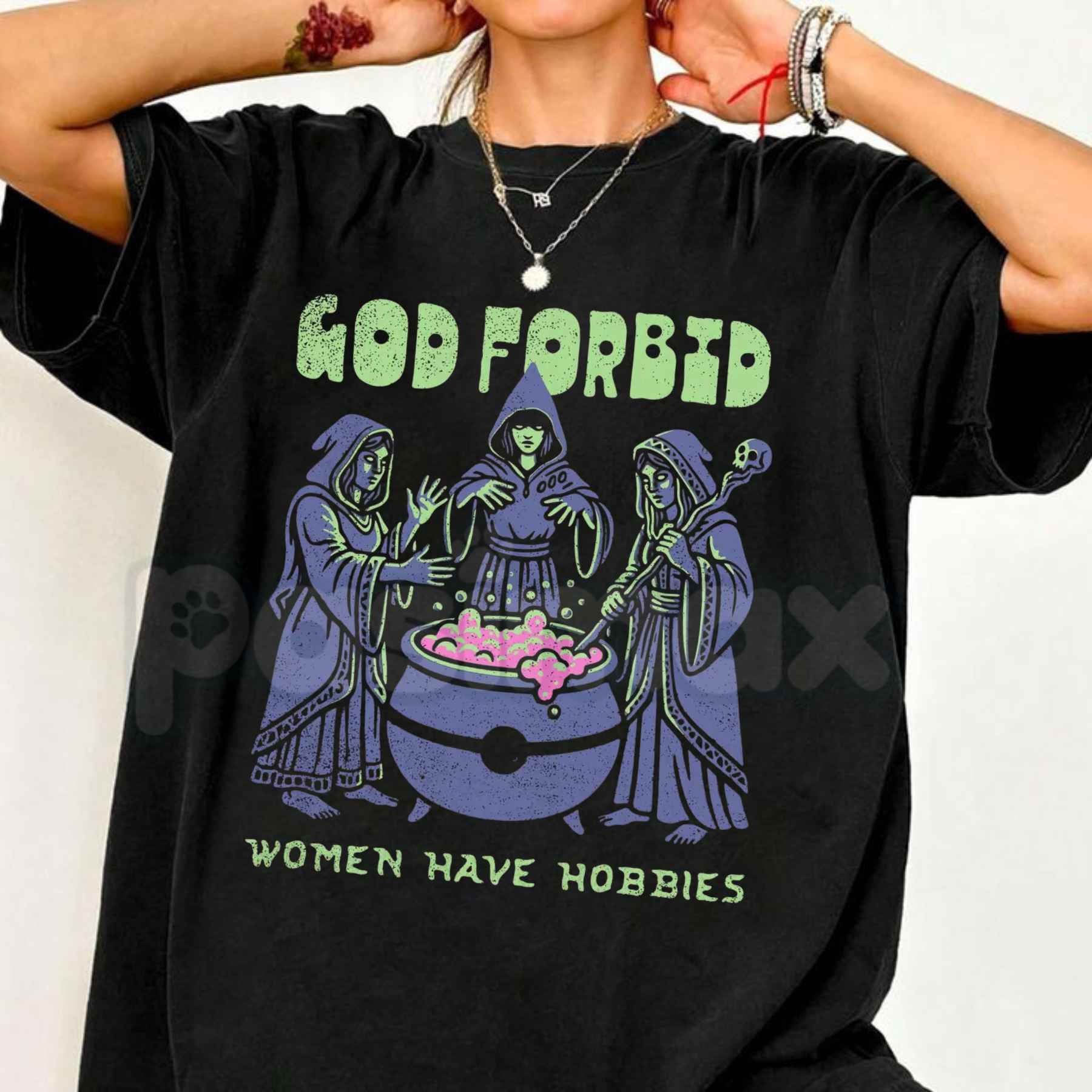 God Forbid Women Have Hobbies Cauldron T-Shirt – Funny Witchy Sarcastic Unisex Cotton Tee - - T-Shirt