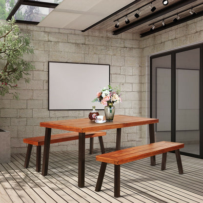 Rectangular Acacia Wood Rustic Dining Furniture Table- DirectDeals- {{Product type}}