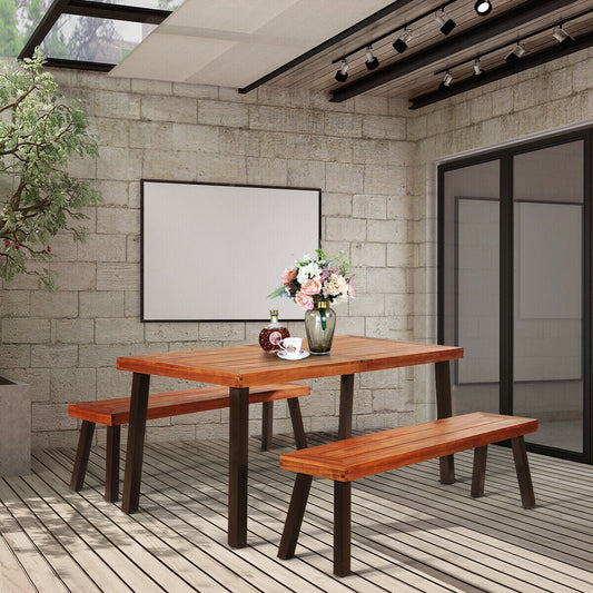 Rectangular Acacia Wood Rustic Dining Furniture Table - - table set
