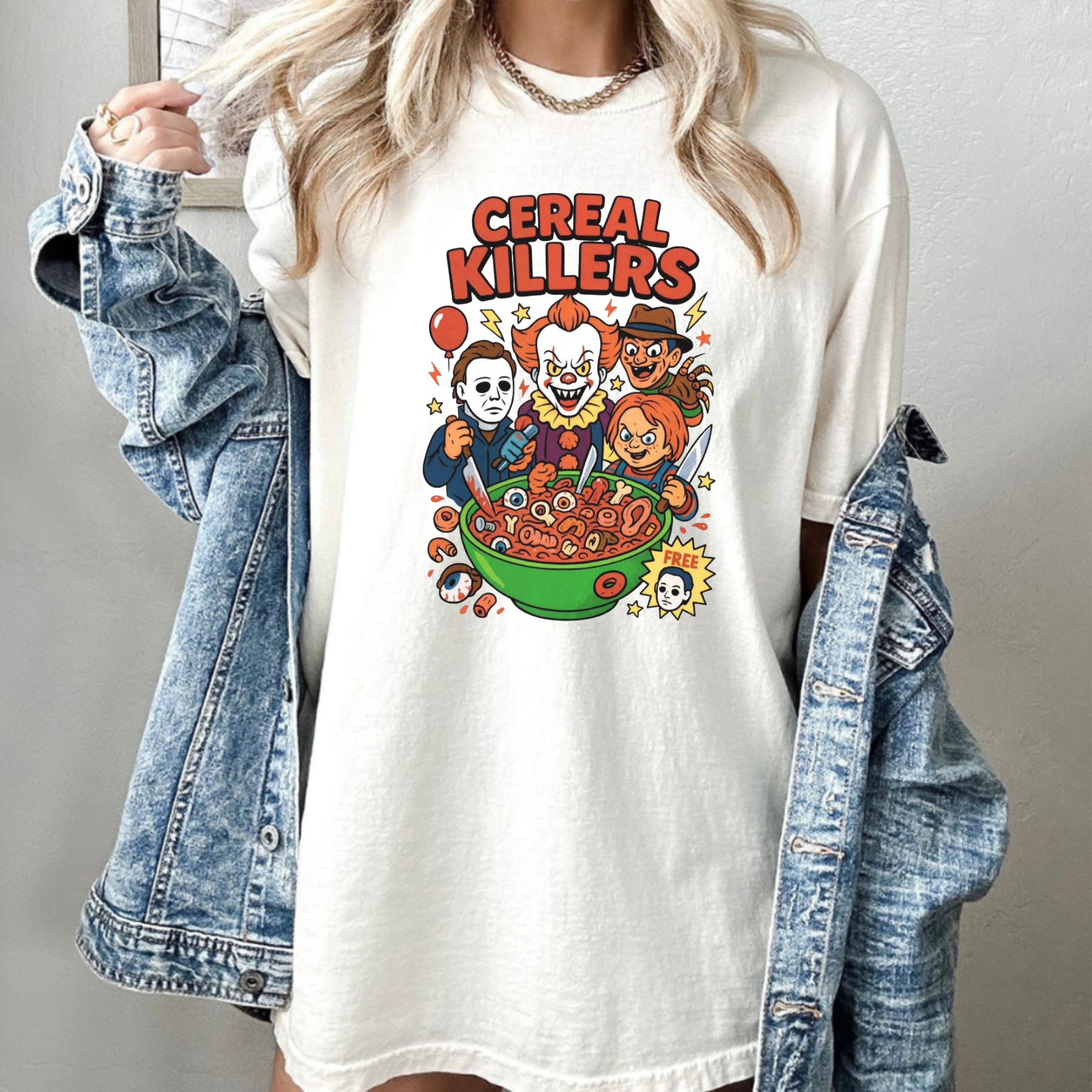 Cereal Halloween Characters T-Shirt – Custom Spooky Cartoon Tee, Black Short Sleeve Shirt for Men & Women - - T-shirt