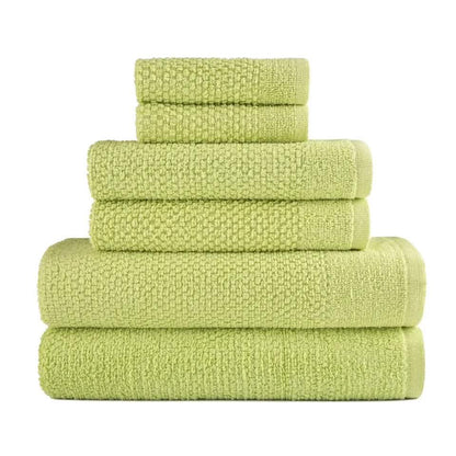 6-Piece: Dan River Popcorn Cotton Bath Towel Set - Sage Green - Bath