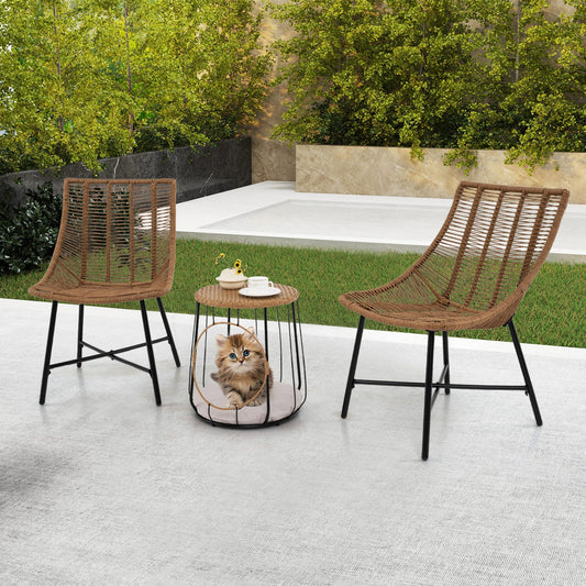 3 Piece Outdoor Furniture Set with Pet House-Brown - - patio set