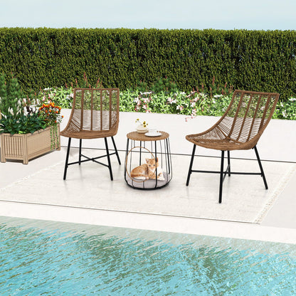 3 Piece Outdoor Furniture Set with Pet Housefor Patio Yard-Brown- DirectDeals- {{Product type}}