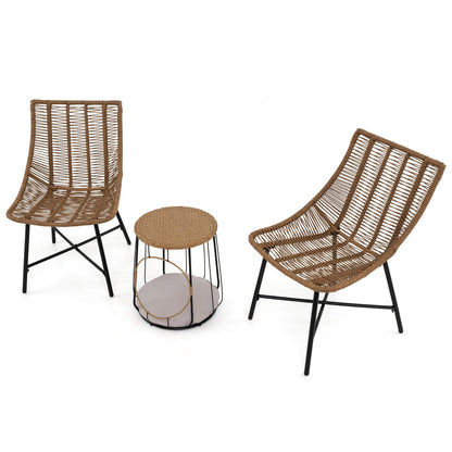 3 Piece Outdoor Furniture Set with Pet Housefor Patio Yard-Brown- DirectDeals- {{Product type}}