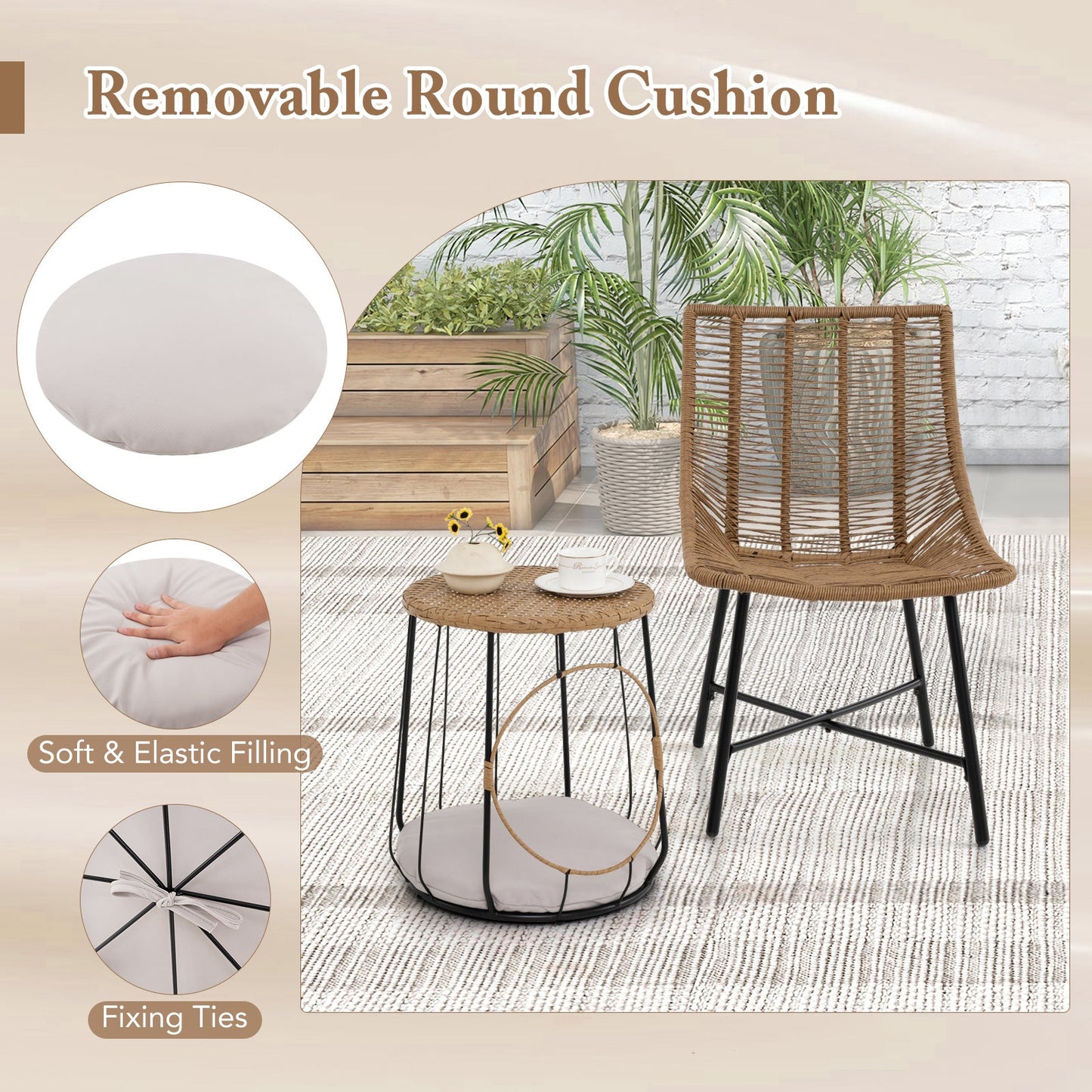 3 Piece Outdoor Furniture Set with Pet Housefor Patio Yard-Brown- DirectDeals- {{Product type}}