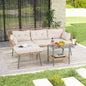 3 Pieces Corner Patio Furniture with Small Coffee Table-Beige- DirectDeals- {{Product type}}