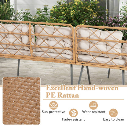 3 Pieces Corner Patio Furniture with Small Coffee Table-Beige- DirectDeals- {{Product type}}