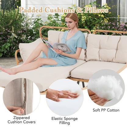 3 Pieces Corner Patio Furniture with Small Coffee Table-Beige- DirectDeals- {{Product type}}