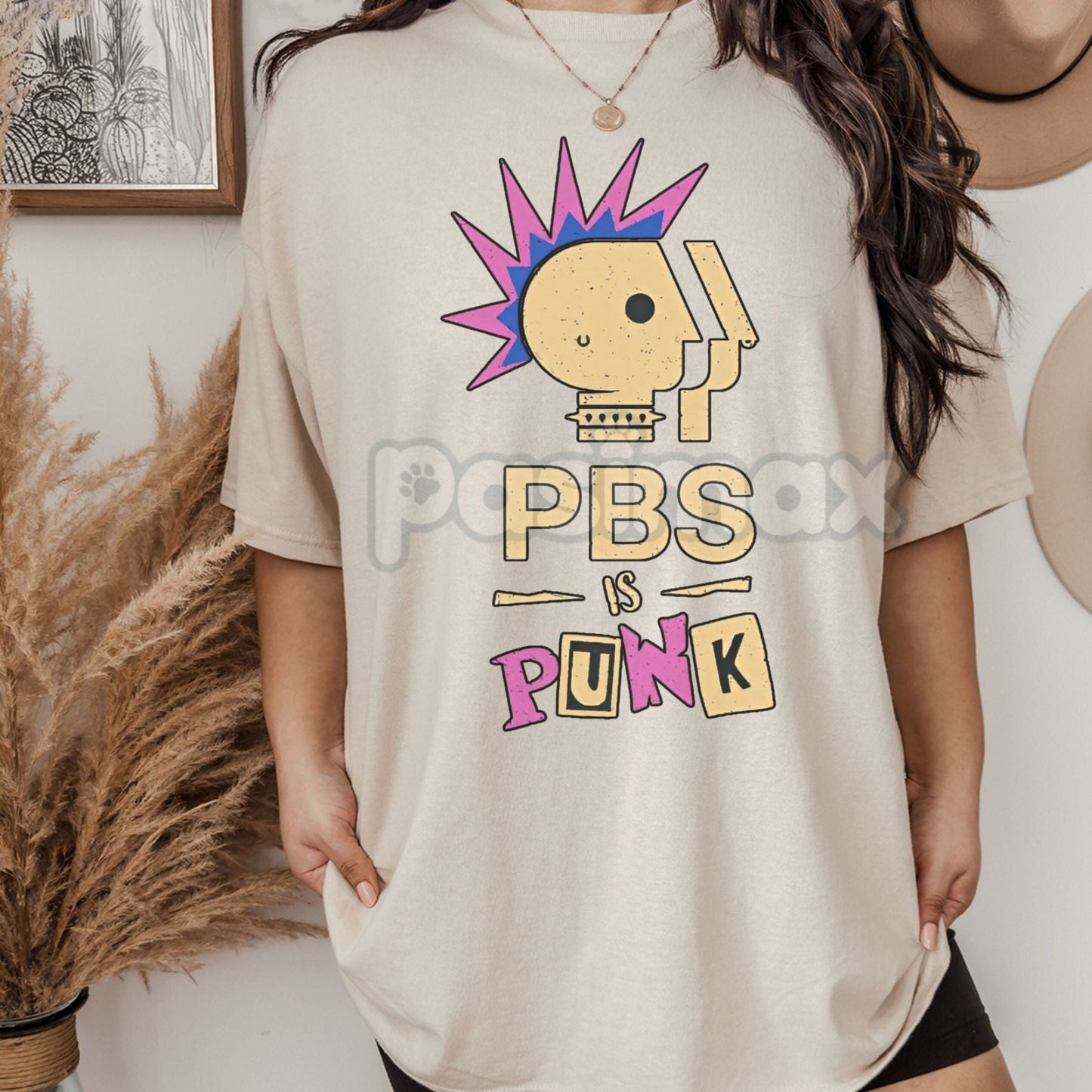 "PBS Is Punk" T-Shirt - Funny Punk Rock Parody Tee, Public Broadcasting Humor, Unisex Graphic Shirt- Pasimax- {{Product type}}